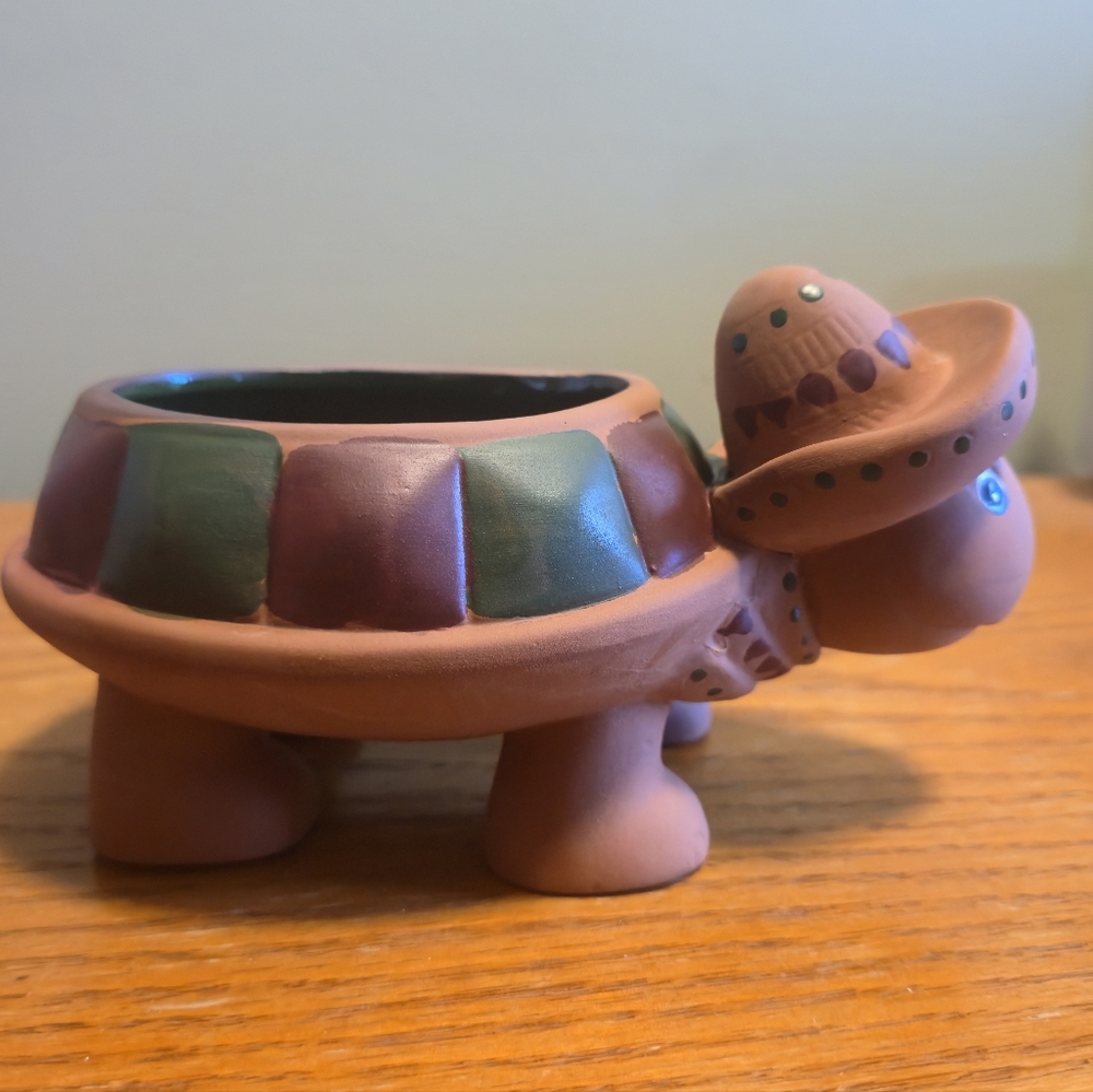 Linx Trade Group Salsa Turtle Dish Bowl Planter Southwestern Terracotta Pottery - Picture 4 of 11